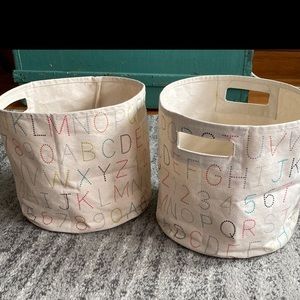 Bundle of (2) Pehr alphabet and number storage bins